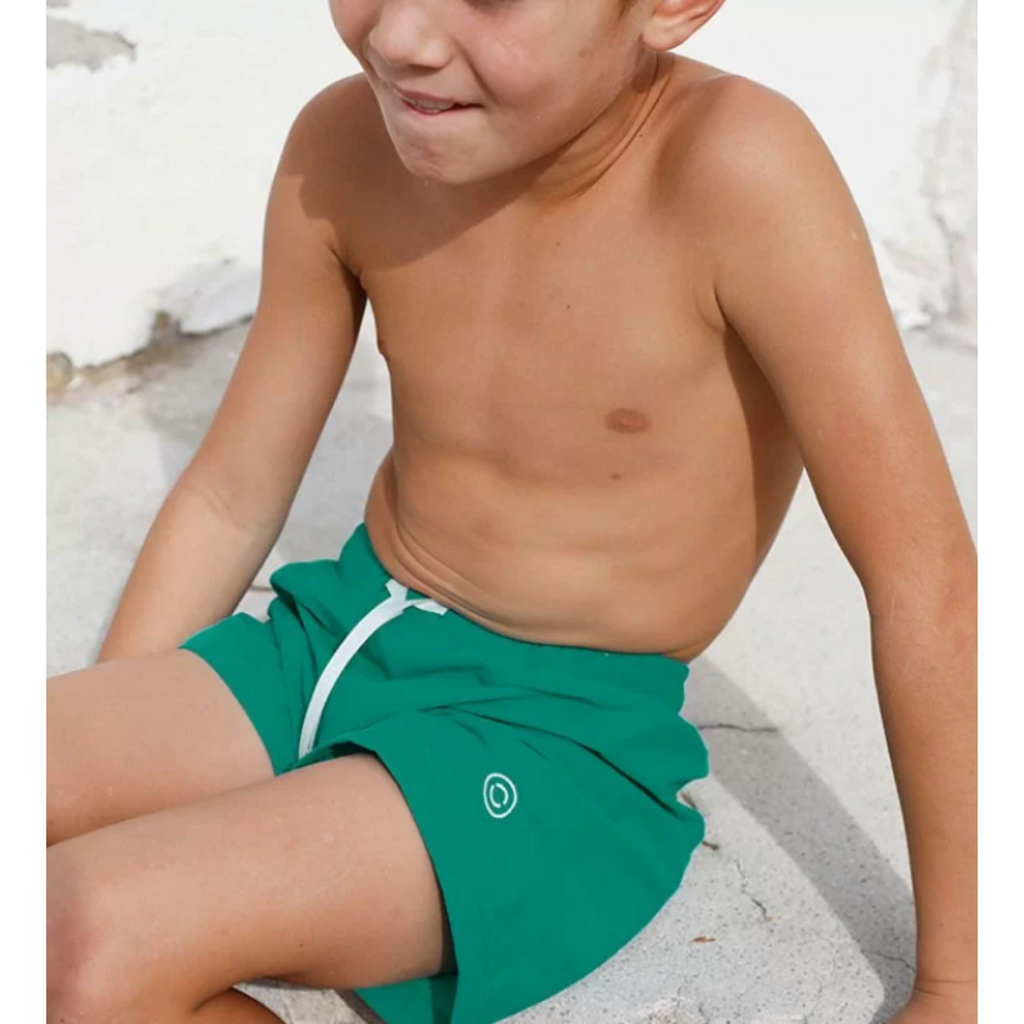 US stockist of Canopea's quick dry Diego swim short in Baleares Green.