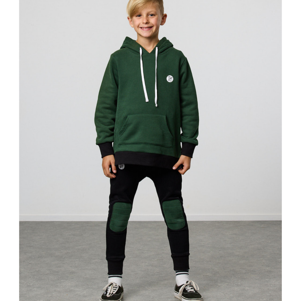 US stockist of Radicool Kids Tribe Hooded Sweatshirt in Dark Green.