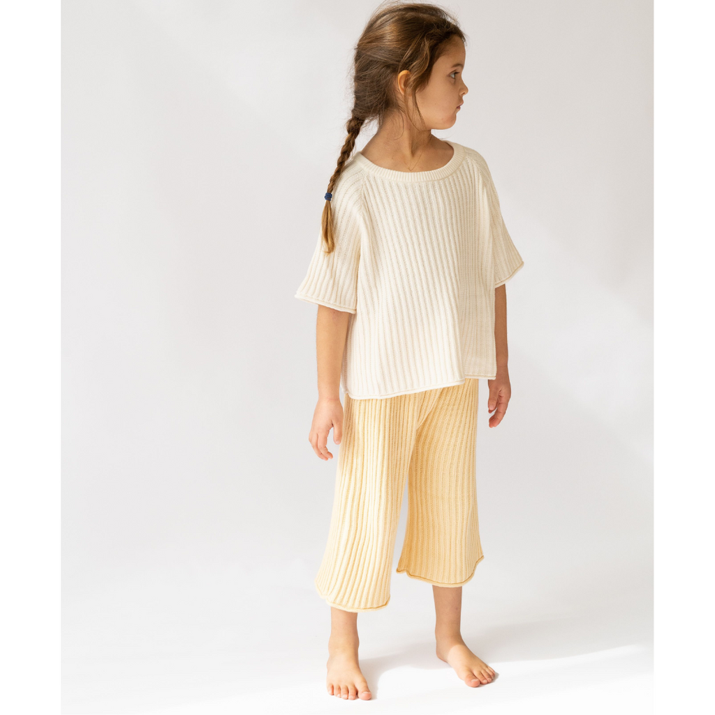 US stockist of Illoura the Label's 3/4 essential ribbed knit pants in Butter