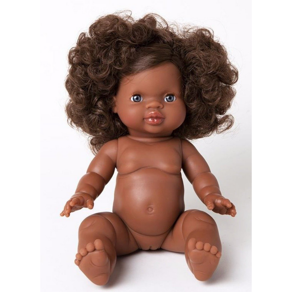 US stockist of Minikane's "Charlie" girl doll.  Measures 13" in height and has moveable limbs.  Anatomically correct and features curly brown hair, brown skin and blue eyes.