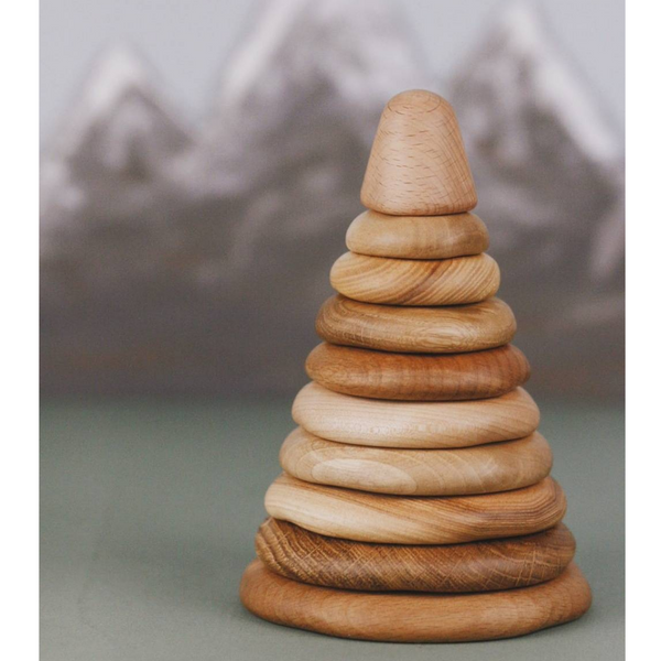 US stockist of Tateplota's handmade, wooden Pyramid stacker.