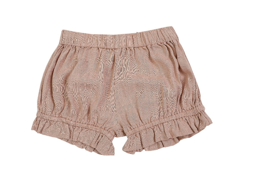 US stockist of Donsje's linen blend, Gwenda Bloomers in Vintage Pink.  Features a ruffle hem.