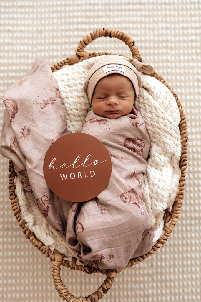 US stockist of Snuggle Hunny Kid's organic muslin wrap in Woodland.