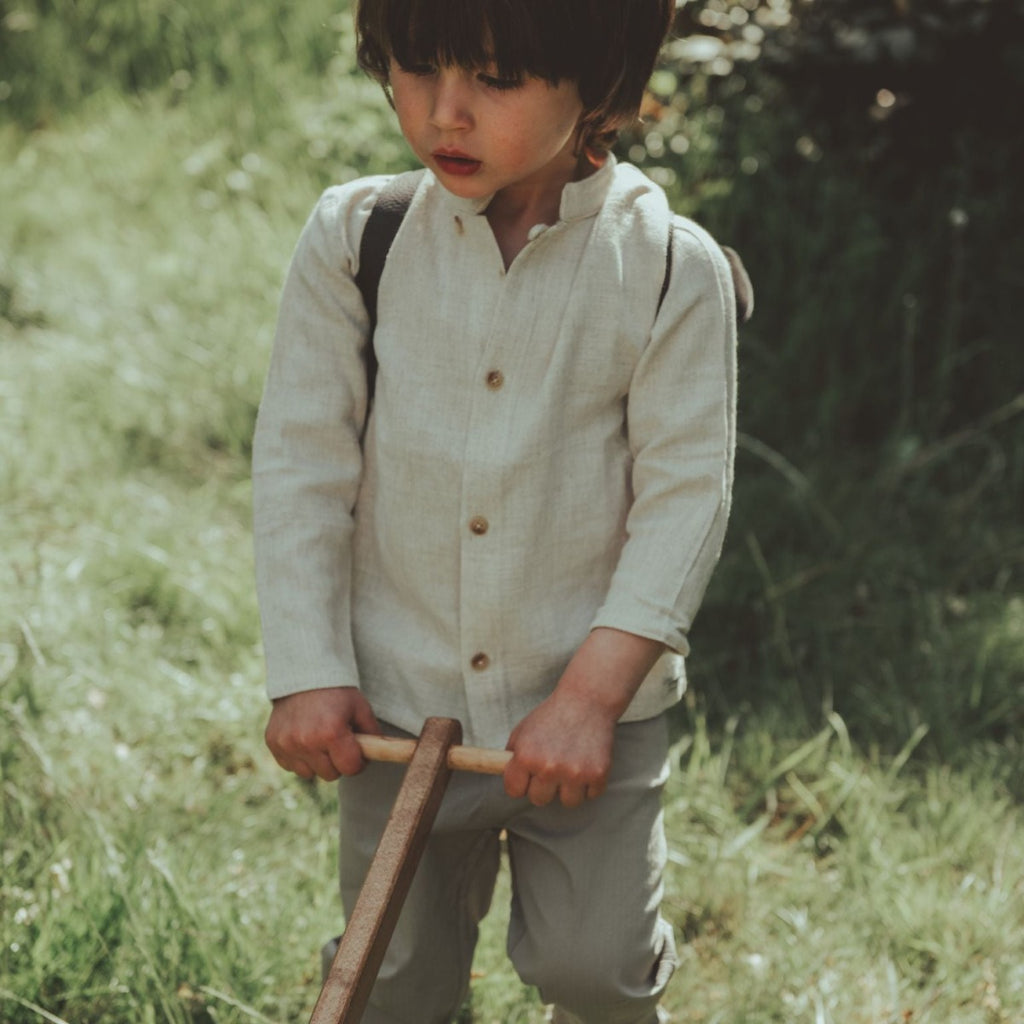 US stockist of Donsje's long sleeve, Jaims Shirt in Natural Melange.