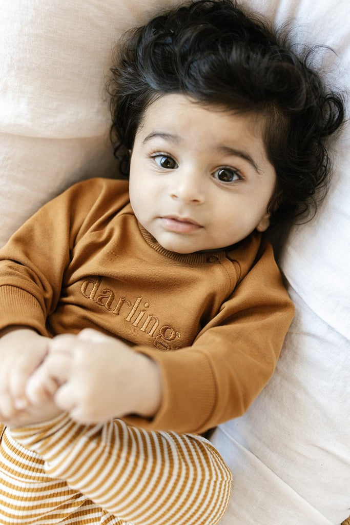 US stockist of Two Darling's cotton "Darling" sweatshirt in rust.