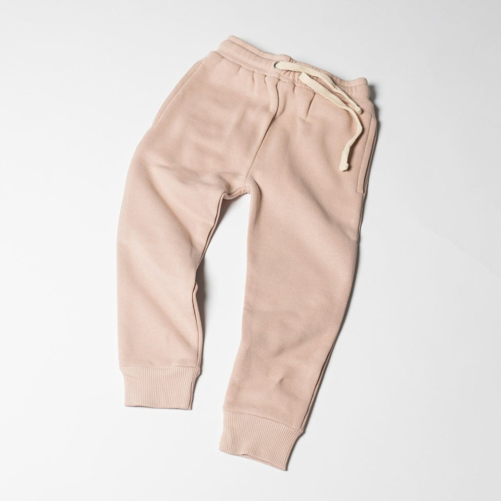 US stockist of Five O' Six's organic cotton, cotton fleece lounge pants in Rose Dust.