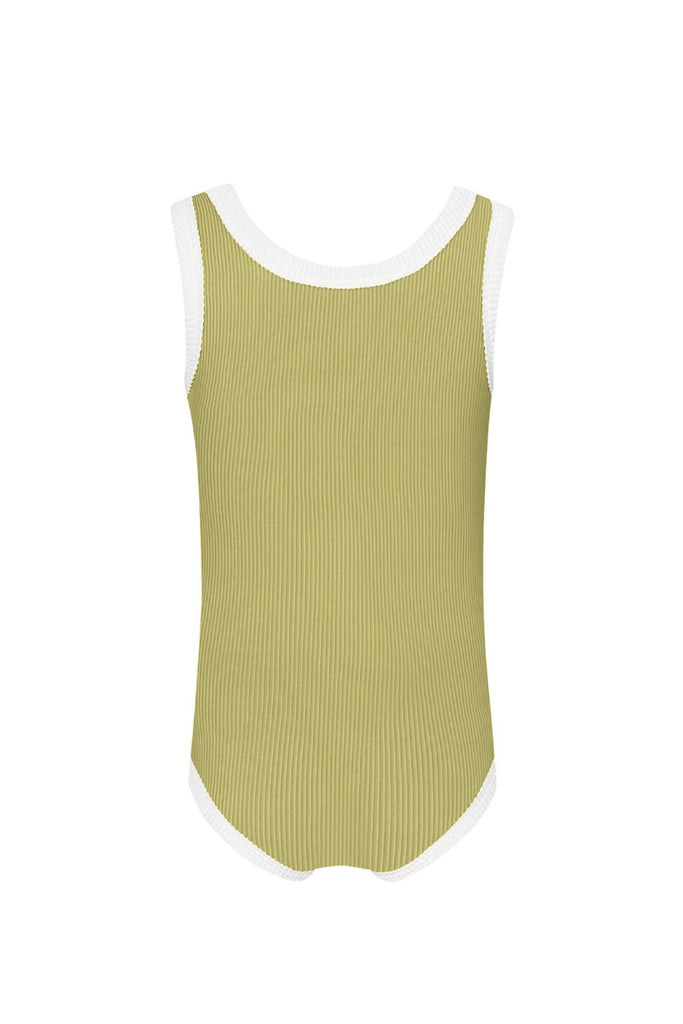 US stockist of Zulu & Zephyr's Mini Rib Onepiece swimsuit in Avocado.