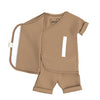 Stockist of Bonsie's short sleeve kimono romper in Mocha.