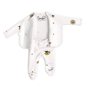 US stockist of Bonsie's Bees & Honey footed romper.
