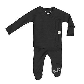 Stockist of Bonsie's Ribbed Ink footed kimono romper.