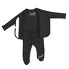Stockist of Bonsie's Ribbed Ink footed kimono romper.