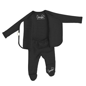 Stockist of Bonsie's Ribbed Ink footed kimono romper.