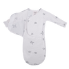 Stockist of Bonsie's rayon blend baby gown in gender neutral white fabric with star print.  Features cross over velcro top that can be undone for skin to skin.  Elastic waist which can be pulled down for easy diaper changes.
