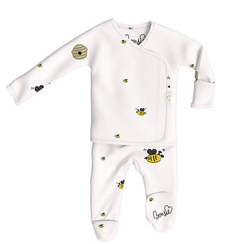 US stockist of Bonsie's Bees & Honey footed romper.