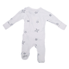 Stockist of Bonsie's rayon blend star print footie.  Top section has velcro wrap body which can be undone for skin to skin contact.  Elastic waist that can be pulled down for easy diaper changes. 