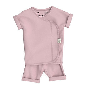 Stockist of Bonsie's short sleeve kimono style romper in Peony.
