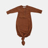 US stockist of Buck & Baa's gender neutral, organic cotton ribbed baby gown in Cinnamon.