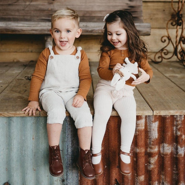 US stockist of Karibou Kids gender neutral, antique gold Willow ribbed long sleeve top