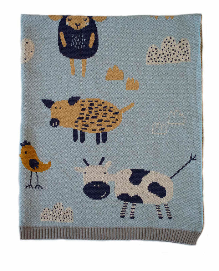 US stockist of Indus Design's "Farmyard" blanket.