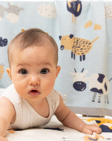 US stockist of Indus Design's "Farmyard" blanket.
