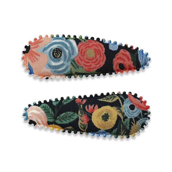 US stockist of Josie Joan's Bibianna fabric floral hair clip slide set.