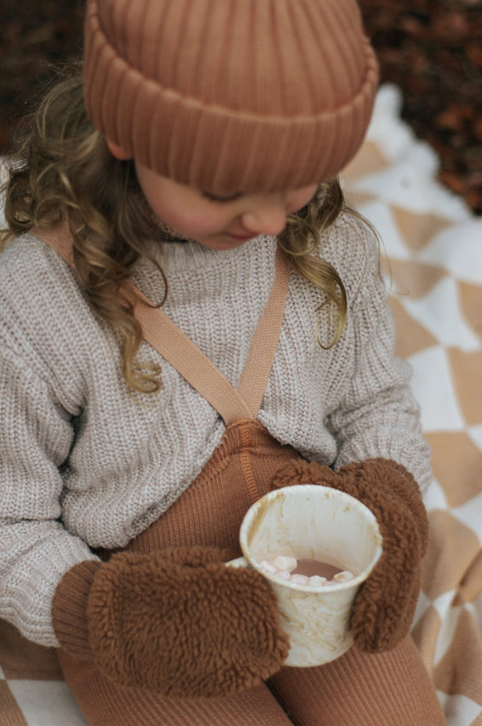 US stockist of Silly Silas' gender neutral, Wooly Footless tights in Cappuccino Brown.