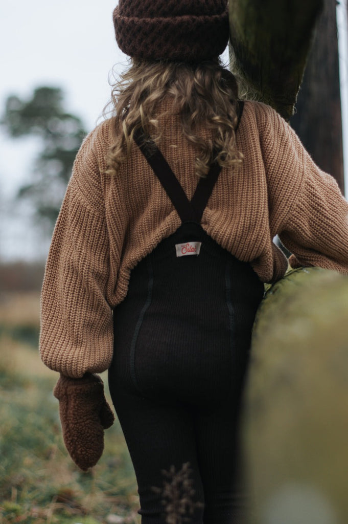 US stockist of Silly Silas' gender neutral, Wooly Footless Tights in Espresso Brown.