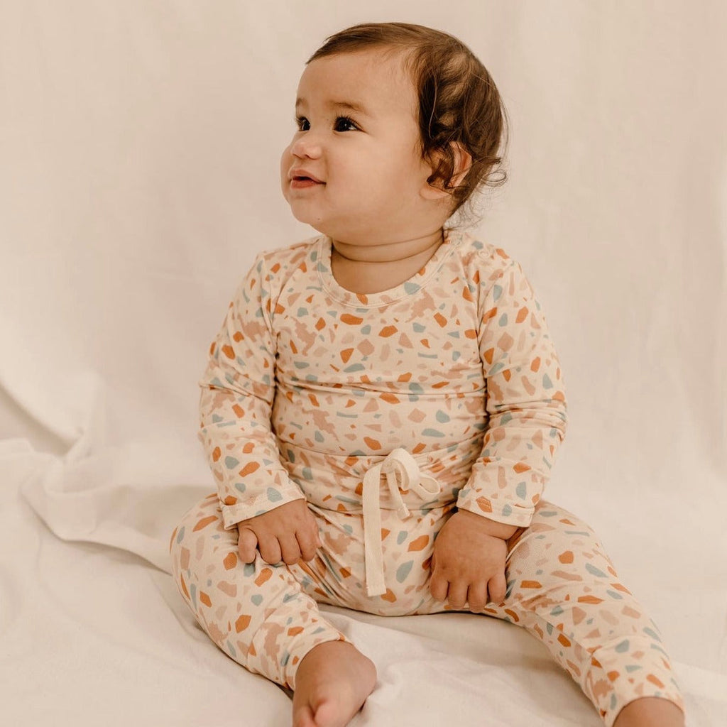 US stockist of India & Grace's organic relaxed fit leggings in Dino Terrazzo.