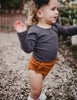 US stockist of Karibou Kids gender neutral, pepper grey Willow ribbed long sleeve top