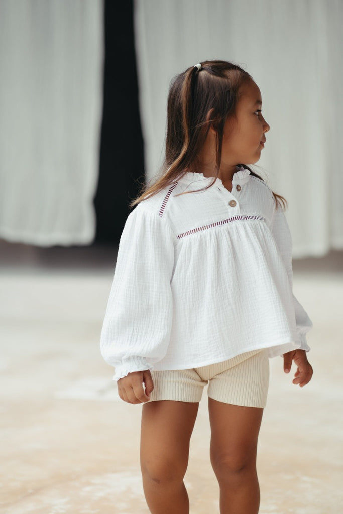 US stockist of Illoura the Label's Rumi Rib Knit Shorts in Vanilla.
