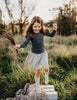 US stockist of Karibou Kid's Cloud cotton socks. Light sky blue color with mesh texture and frill at top. Cotton blend.
