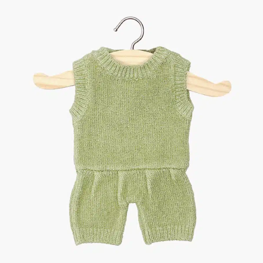 US stockist of Minikane's Orlando knit romper in Sage Green
