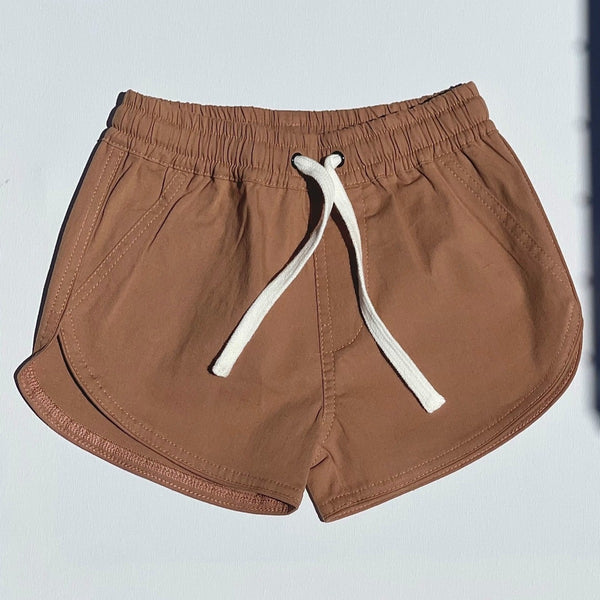 US stockist of Fini. the Label's soft cotton canvas boardshorts in Mocha.