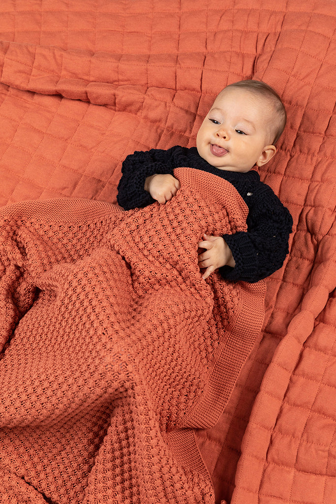 US stockist of Indus Design's "Watermelon" cotton mini popcorn blanket.