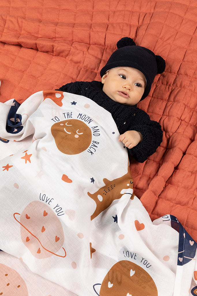 US stockist of Indus Design's cotton "Mystical" swaddle.
