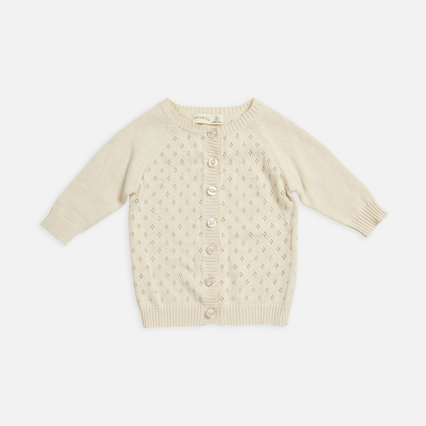 US stockist of Miann & Co's cotton knit cardigan in eggnog.