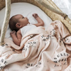 US stockist of Piper Bug peach jersey cotton wrap with hello world, I'm new here print