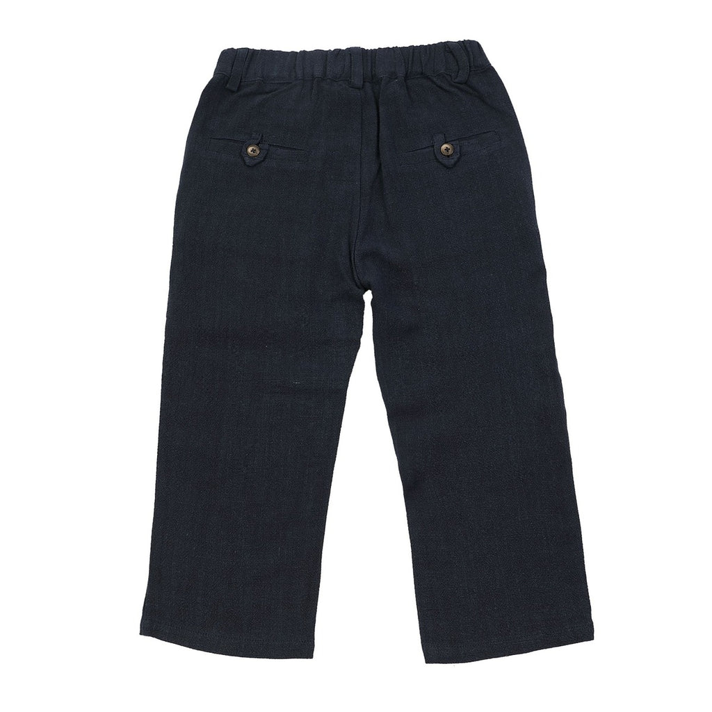 US stockist of Donsje's linen blend, Dado trousers in Faded Marine.