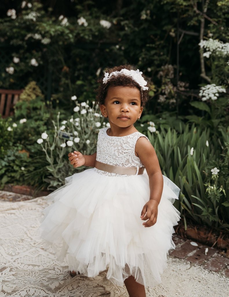 US stockist of Karibou Kid's Special Occasion, Portia Soiree Gown in Champagne.