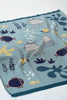 US stockist of Indus Design's "Under the Sea" blue cotton baby blanket.  Features a print with fish, starfish and octopus.  