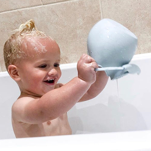 US stockist of Scrunch's duck egg blue silicone watering can.