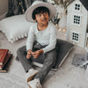 US stockist of Karibou Kids gender neutral, Marle Grey Willow ribbed long sleeve top in the loungewear edition.