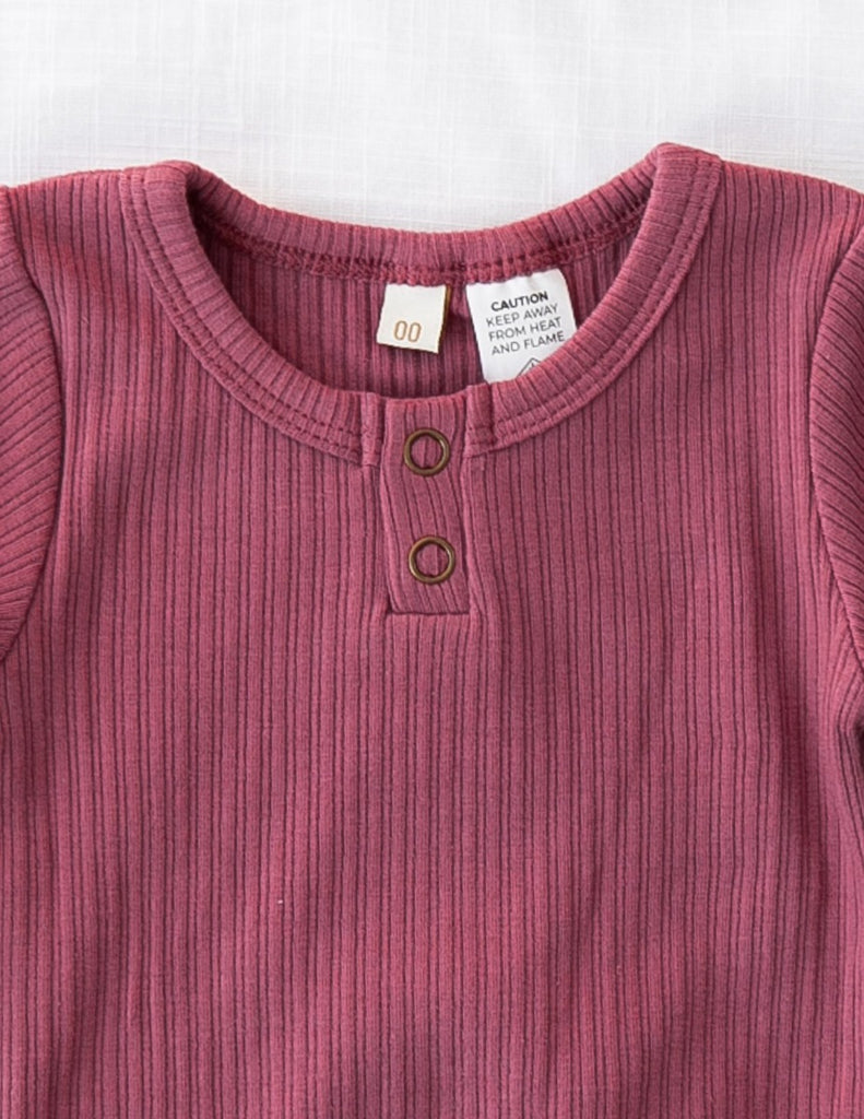 US stockist of Karibou Kids garden rose pink Willow ribbed long sleeve top