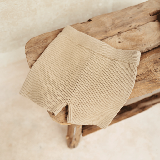 US stockist of Illoura the Label's Rumi Rib Knit Shorts in Olive.