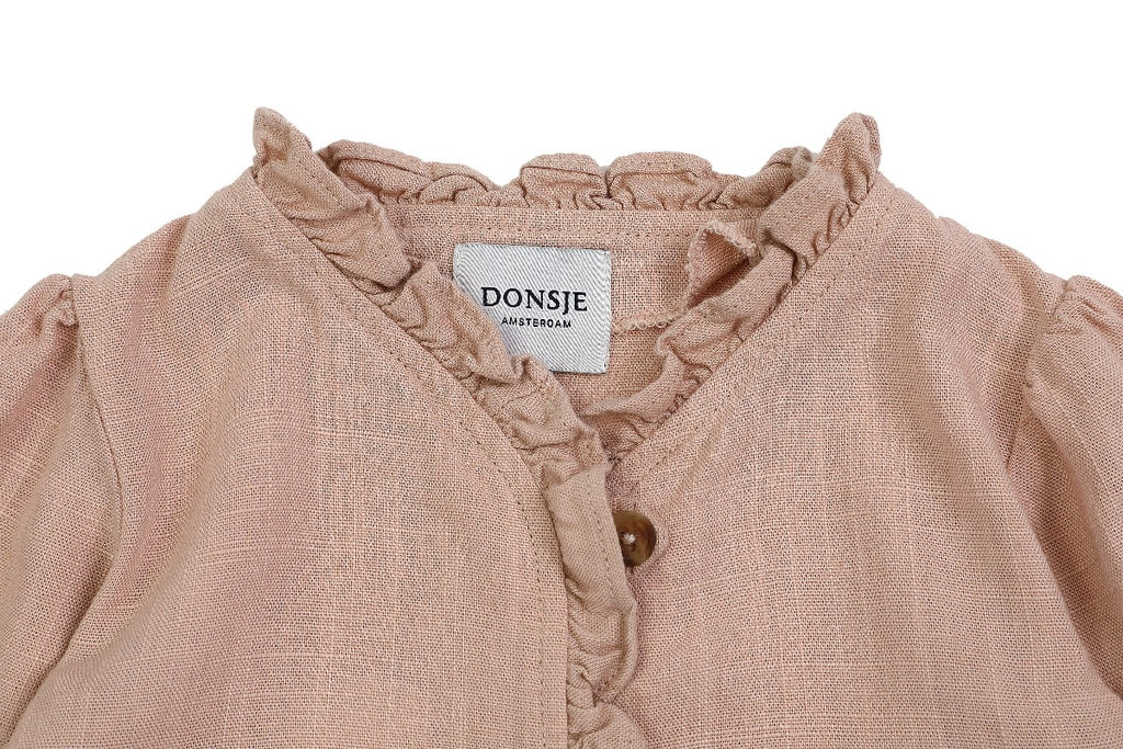 US stockist of Donsje's linen blend, Lori Blouse in Vintage Pink.